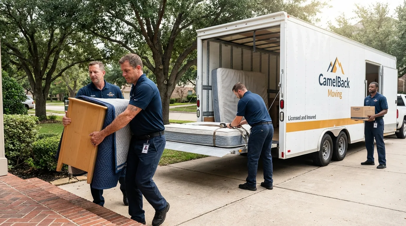 Crew loading residential truck for cross-state move from Palmyra, VA